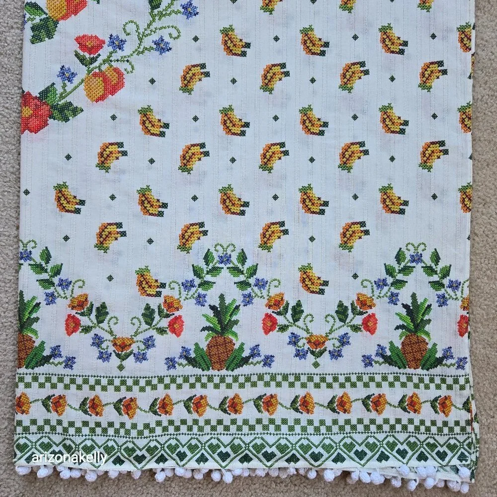 NWOT FARM Rio Sarong Needlepoint Print Fruits & Flowers Scarf - Picture 4 of 16